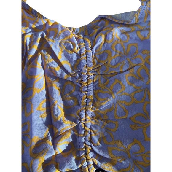 Roxy Vibrant Floral Ruched Crop Camisole Top - Size Medium - Picture 3 of 7